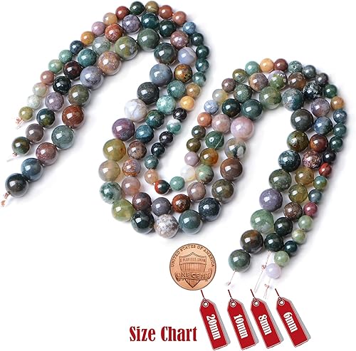 Miniatura 6 de 200 cuentas redondas sueltas de ágata india natural de 0.236 pulgadas para fabricación de joyas con cordón elástico de cristal