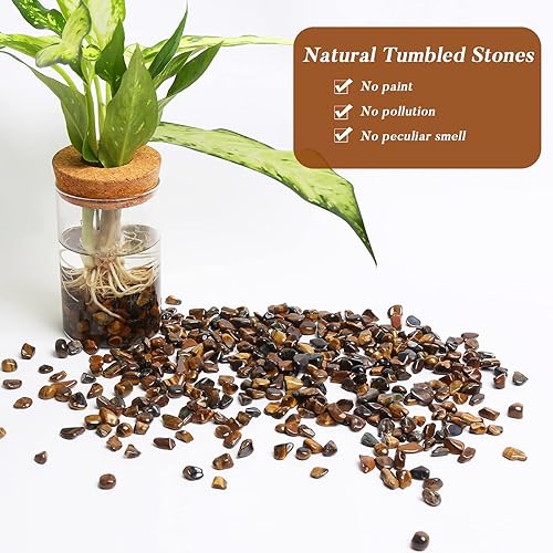 Miniatura 4 de QICQDRAM Piedras preciosas pulidas, cristales de rocas de 0.9 libras14.29oz, piedras naturales de ojo de tigre, chips de cristal a granel para