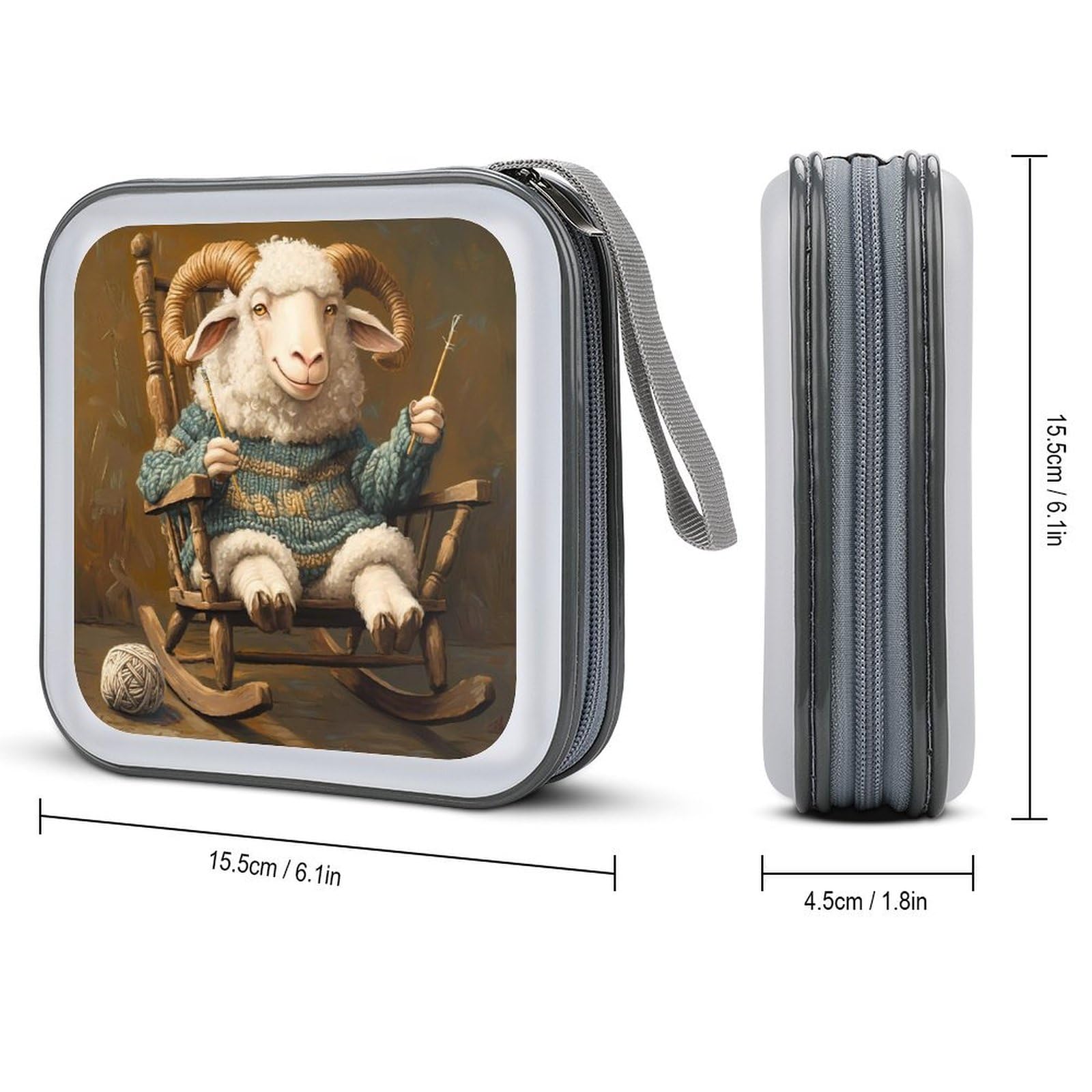 Sheep Knitting Print CD Case Portable DVD Holder Storage Organizer for Home Travel