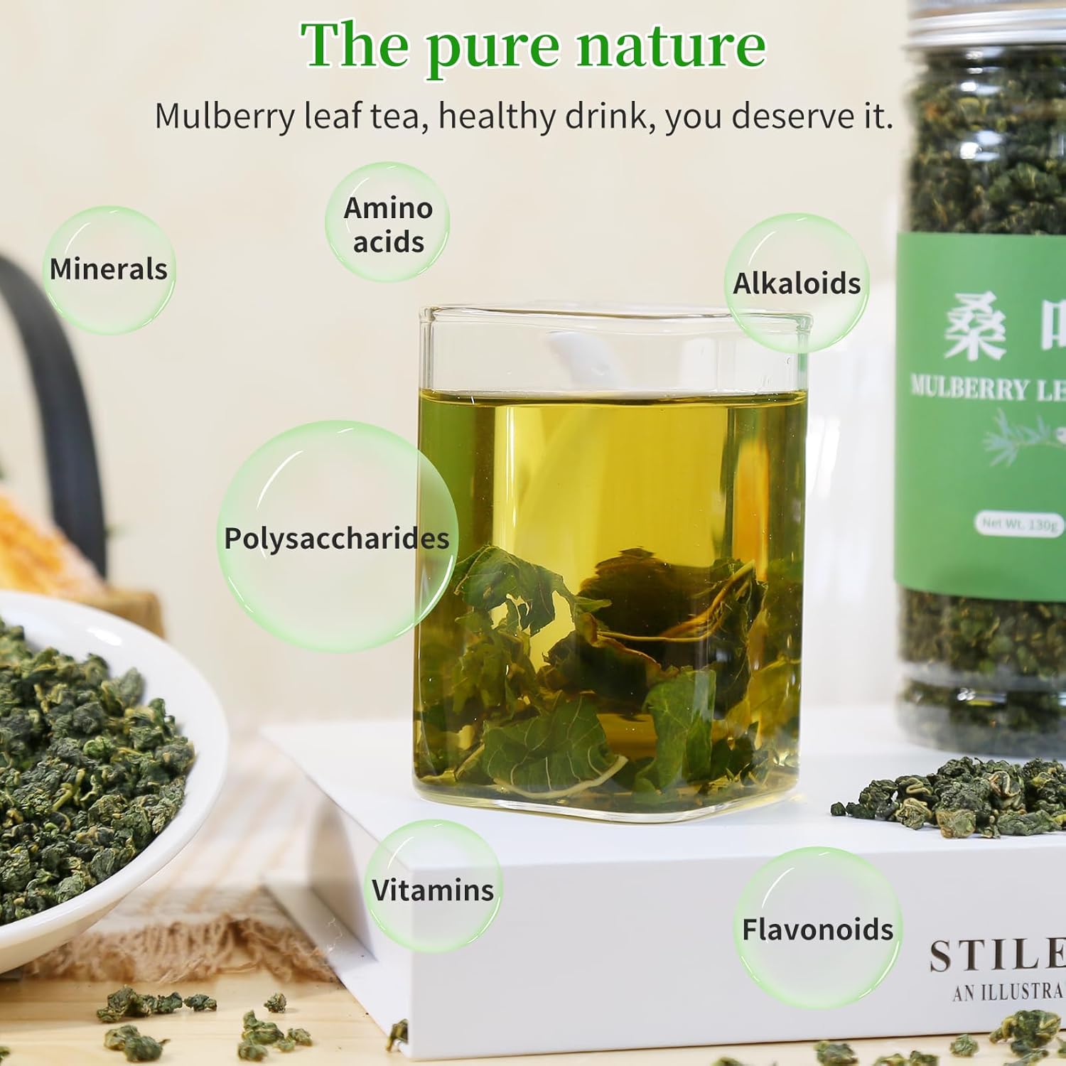 Wanhua Hall Mulberry Leaf Tea Mulberry Tea Loose Leaf 9.17oz/260g Fresh Taste Dried Sang Ye Loose Leaf Herbal Tea Caffeine Free 桑叶茶 桑叶 霜桑叶 - Image 5