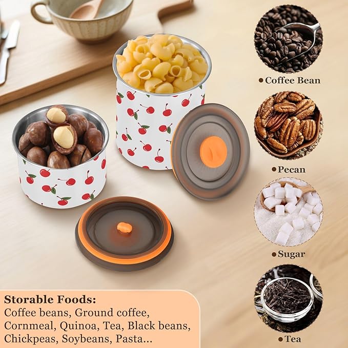 ALAZA Red Cherry Leaf White Coffee Canister 30oz miniatura 7