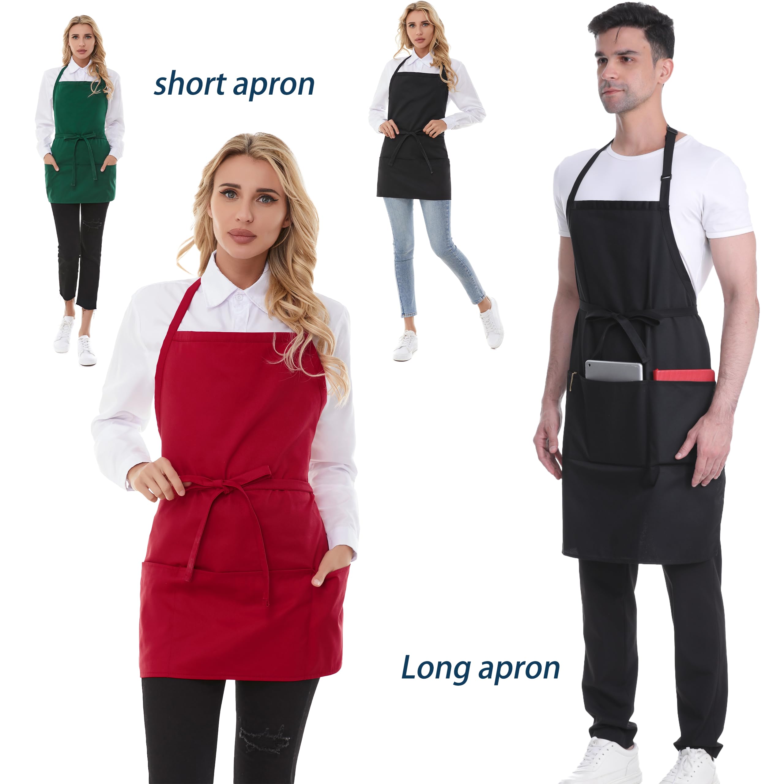 Grembiuli da donna con tasche, grembiule da chef per uomo, grembiuli per cucinare, grembiuli da server