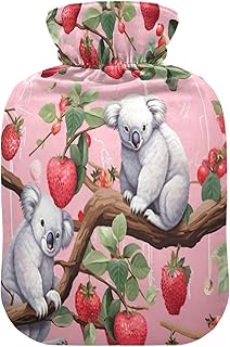Wajiw Hot Water Bottle with Cover 1L Warm Water Bottle for Hot and Cold Compress Hot and Cold Therapies,Hand Feet Warmer,Strawberry Sloth