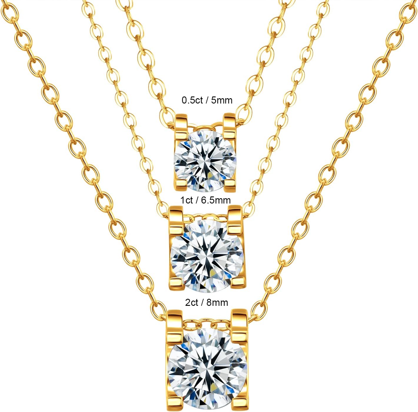 Moissanite Necklace for Women, Solitaire Lab Created Diamond Pendant, 925 Sterling Silver Necklace, GRA Certified, Gifts for Women Wife Mom Jewelry, 16+2 inch
