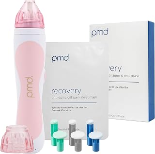 PMD Personal Microderm Classic for At-Home Use, Facial Exfoliator Tool, Microdermabrasion Machine Kit for Face and Body Skincare, With Recovery Mask, Blush