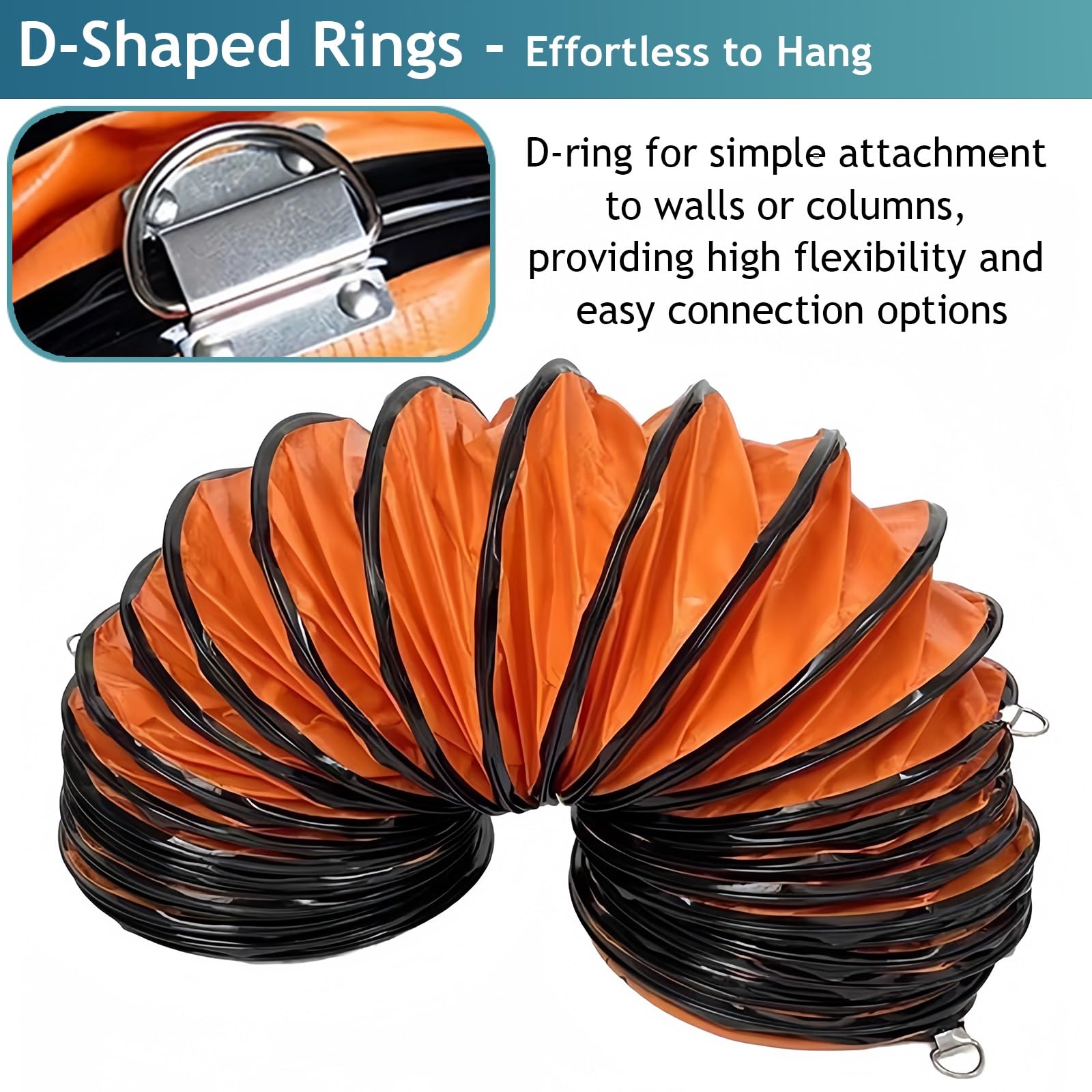 Manguera flexible de PVC con abrazadera, tubo de ventilación de 32.8 pies para sopladores y depuradores de aire, conducto de aire de escape portátil