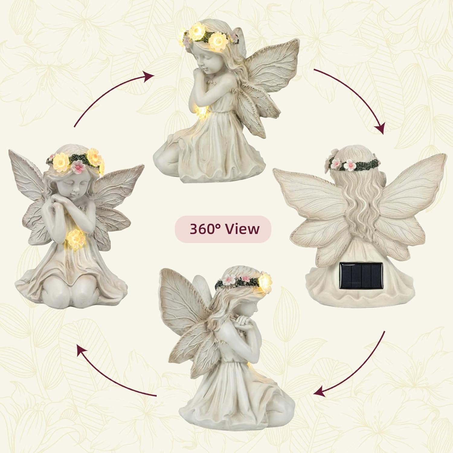 Angel Solar Lights Outdoor Garden,Outdoor Solar Angel Statue,Angel Figurines Statue with LED Light,Outdoor Figurine Lights for Patio,Yard,Lawn Ornament