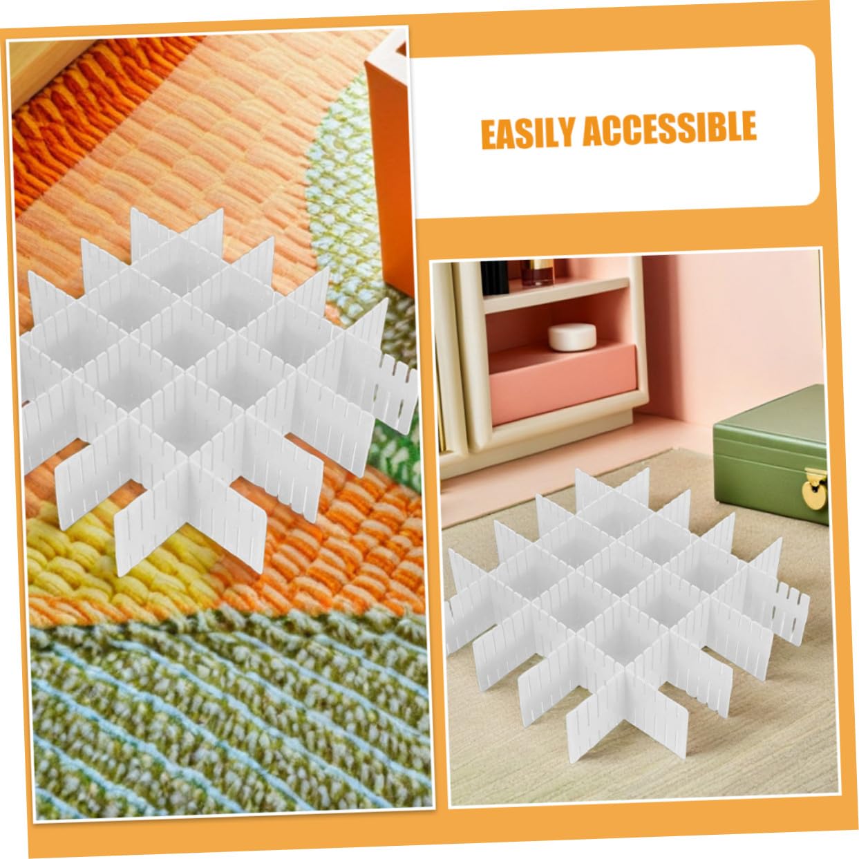 Sosoport 16 Stück Verstellbare Kunststoff Schubladenteiler DIY Organizer für Unterwäsche Socken Makeup Verstellbares Gitter für Kleiderschrank und Küchenschubladen Flexible
