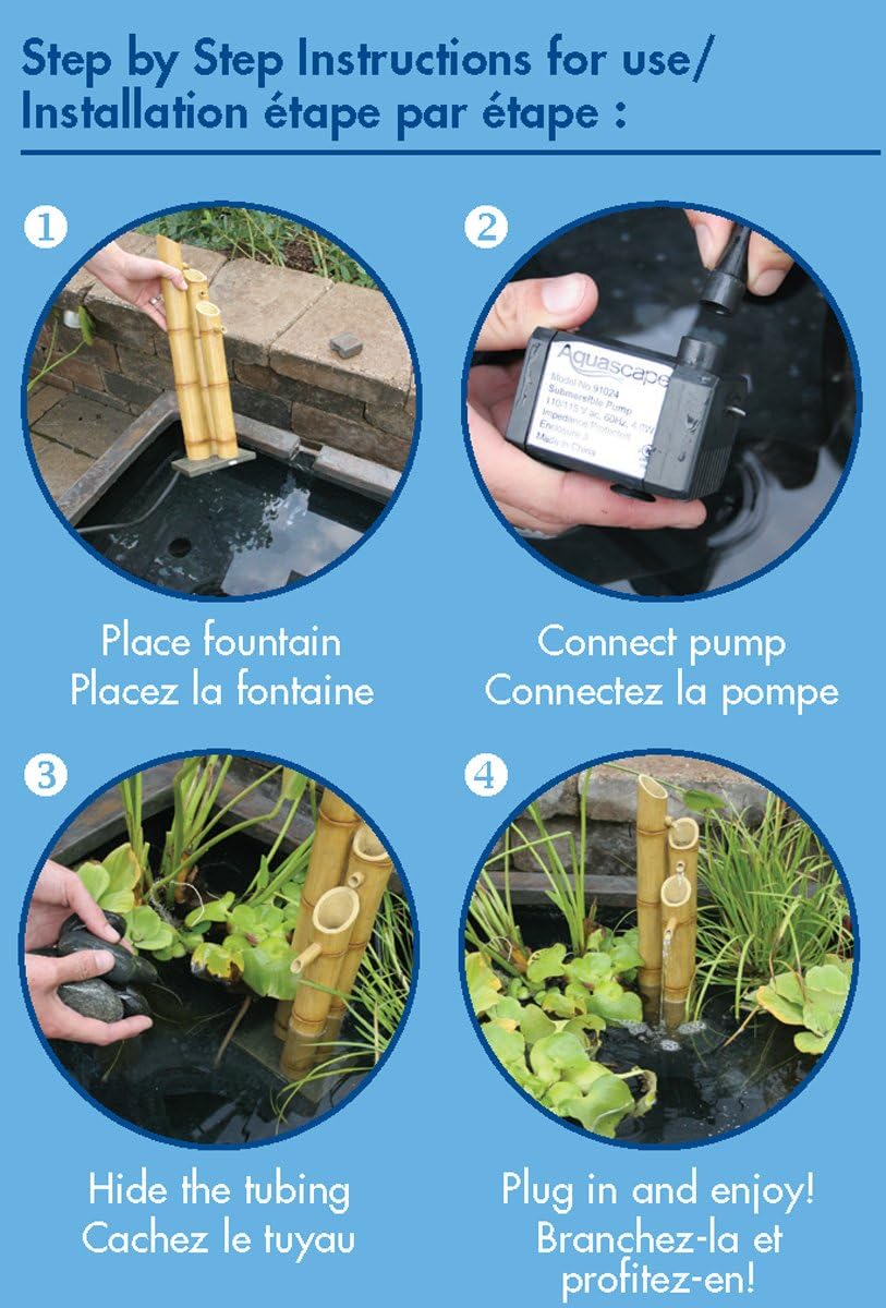 Aquascape Pouring Three-Tier Bamboo Fountain with Water Pump 78015