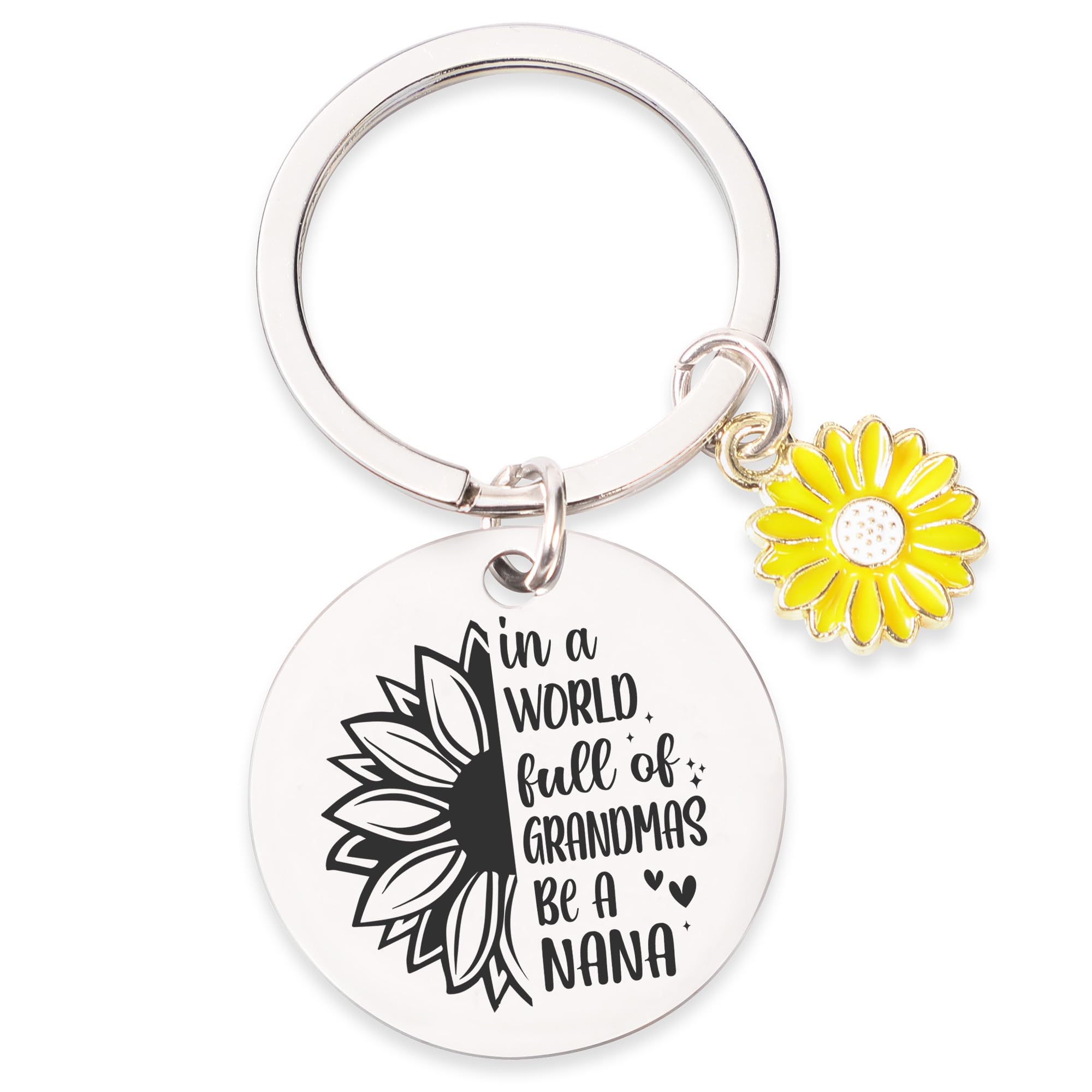Lamyba Nana Gifts for Christmas or Birthday, Crochet Sunflower Decor with Message Card, Natural Stone Adjustable Nana Bracelet and Keychain Set, Mothers Day Grandma Gifts for Nana Women