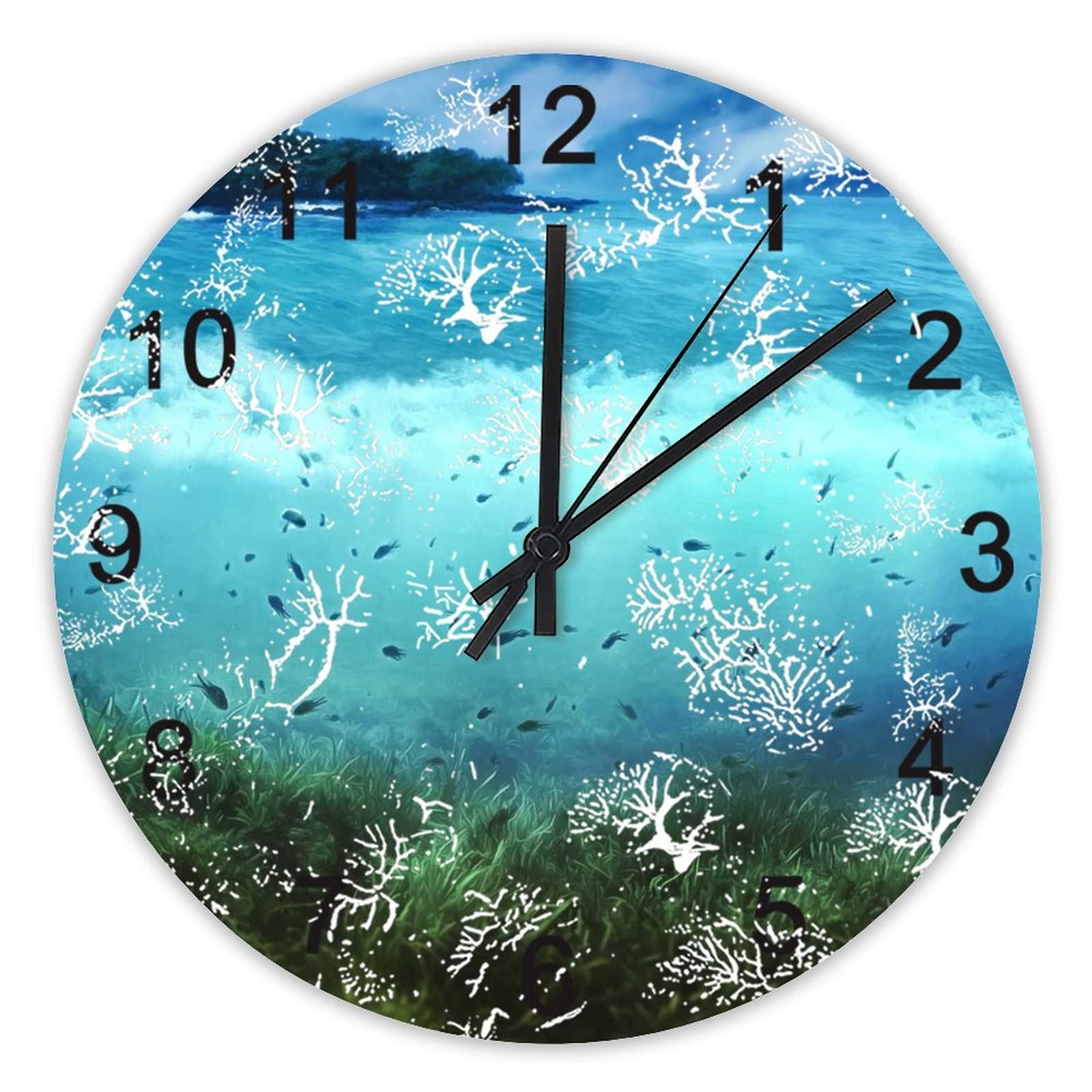 Horloge murale cuisine et bureau décor marin grand modèle 40,6 cm à piles