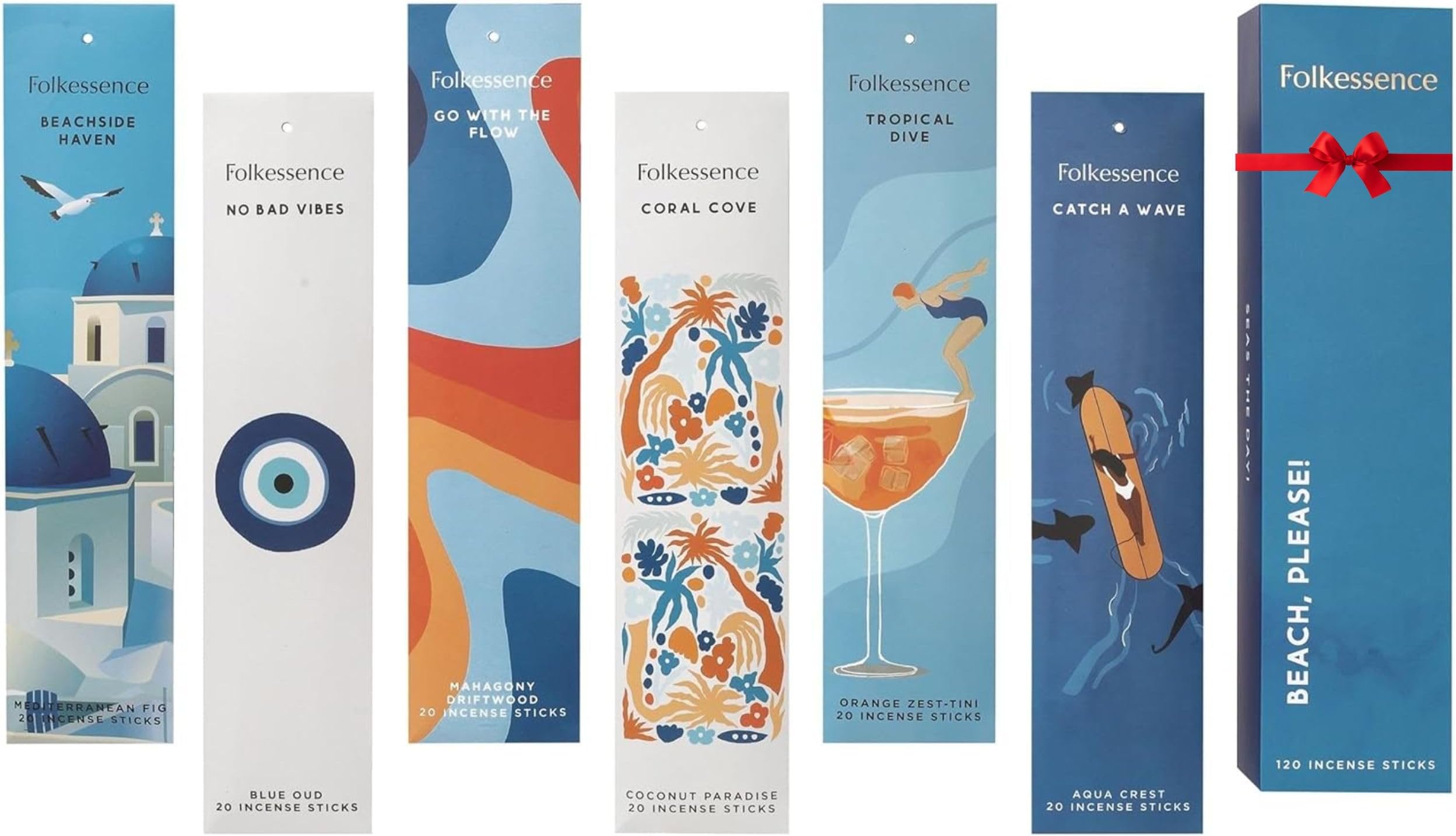 Folkulture Incense Sticks (120 Sticks) | Set of 6 Premium Summer Incense Stick for Mediation, Aromatherapy,Gifts| No Charcoal, Organic, Non Toxic, 45 Mins, Long Burning Summer Scents Insence-Sticks
