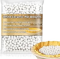 RAINFLOW Reusable Ceramic Pie Weights 1LB - Baking Beans for Blind Baking, Natural Stoneware Beads 10mm White