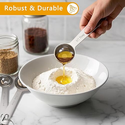 Miniatura 3 de TILUCK Juego de 6 cucharas medidoras de acero inoxidable, cuchara de café, utensilios de cocina para cocinar y hornear, juego de 6