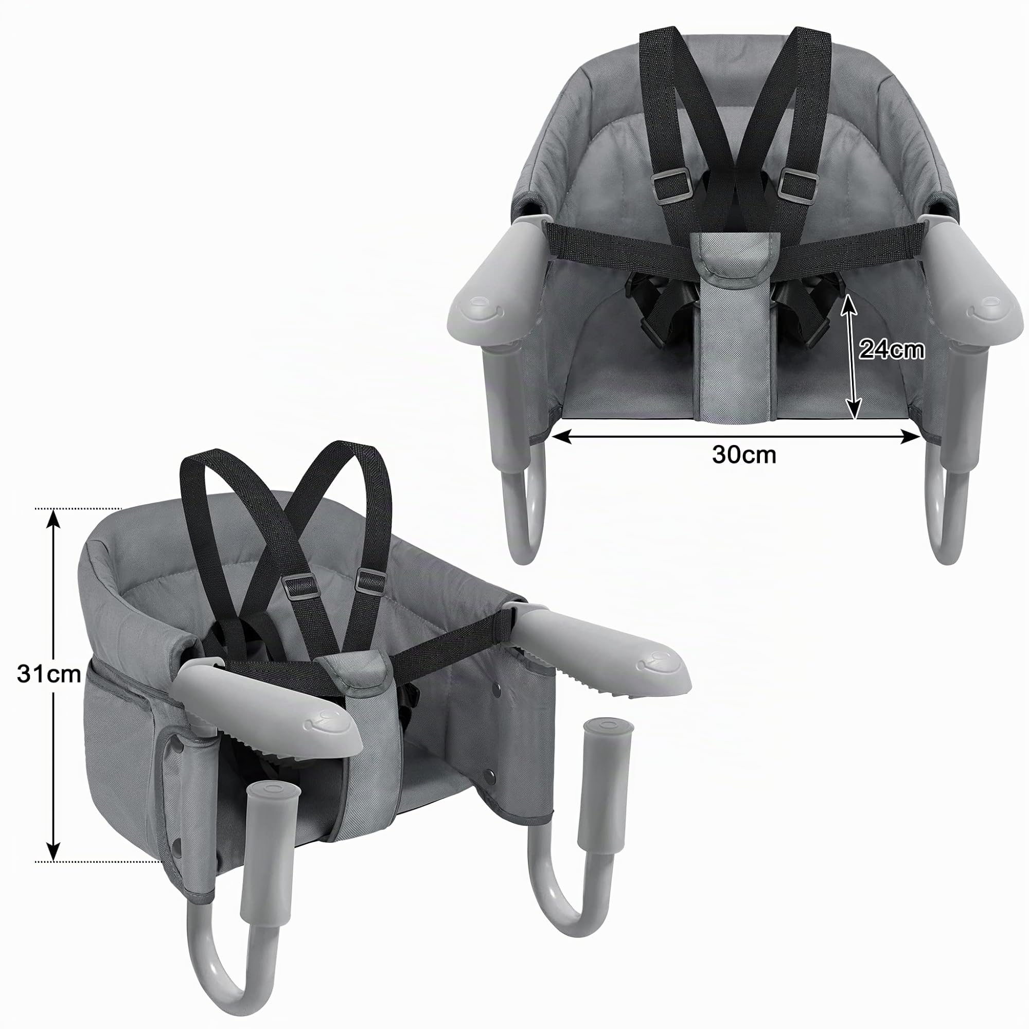 UISEBRT Seggiolino da Tavolo Pieghevole, Seggiolone per Bambini con Altezza Regolabile, Seggiolino con Morsetto Antiscivolo e Cintura di Sicurezza, Seggiolone Portatile per Bambini per Viaggi e Casa