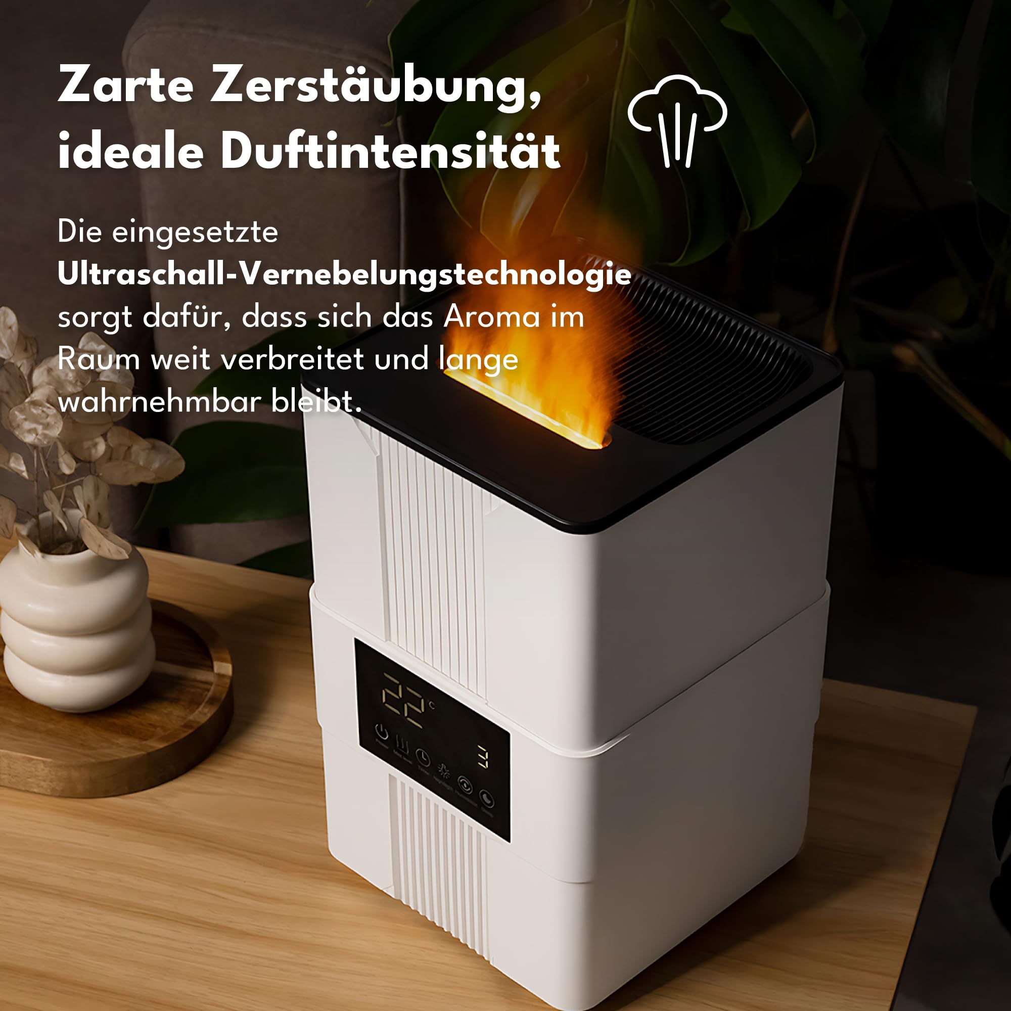 Premium dyfuzor do olejków eterycznych, dyfuzor zapachowy – nawilżacz powietrza, ultradźwiękowy, do aromaterapii, do sypialni, biura, wolny od BPA, 300 ml, biały, Varma.