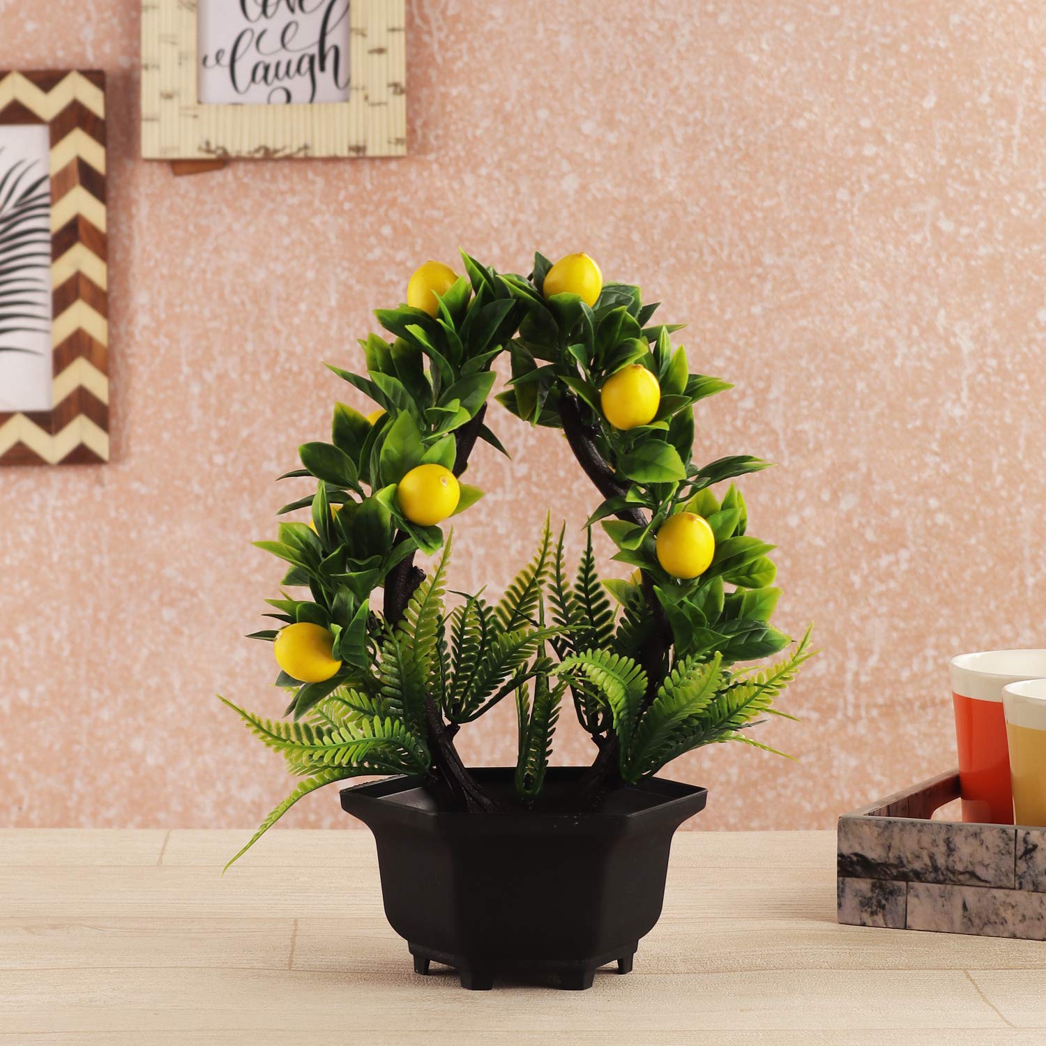 Foliyaj Artificial Bonsai Lime Tree Plant for Home Decor Hangings Living Room Office Shop