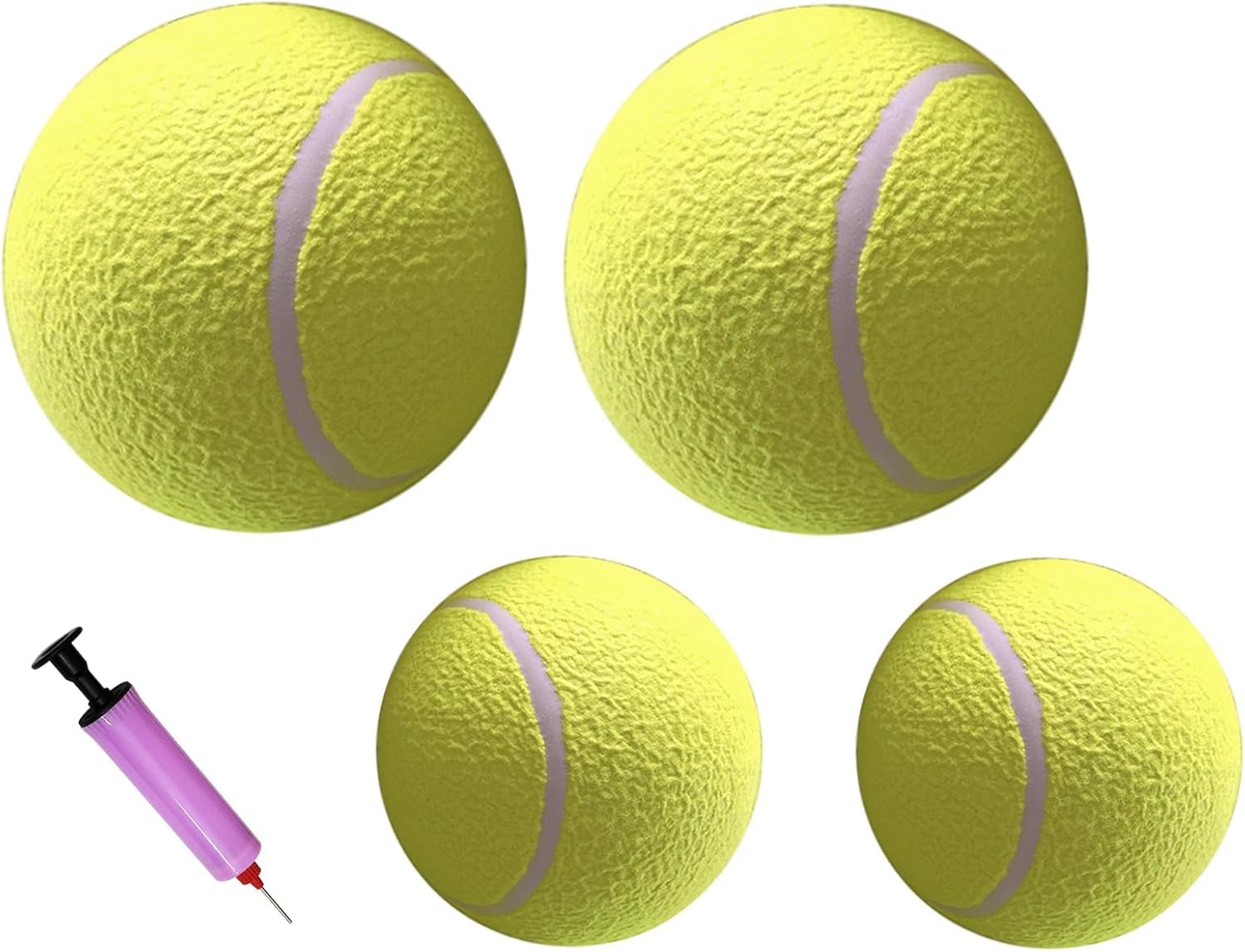 Young Wolf 4PCS Big Tennis Ball with Pump for Dogs 9.5" and 7" Inflatable Giant Tennis Balls Large Pet Toys Ball Funny Outdoor Sports