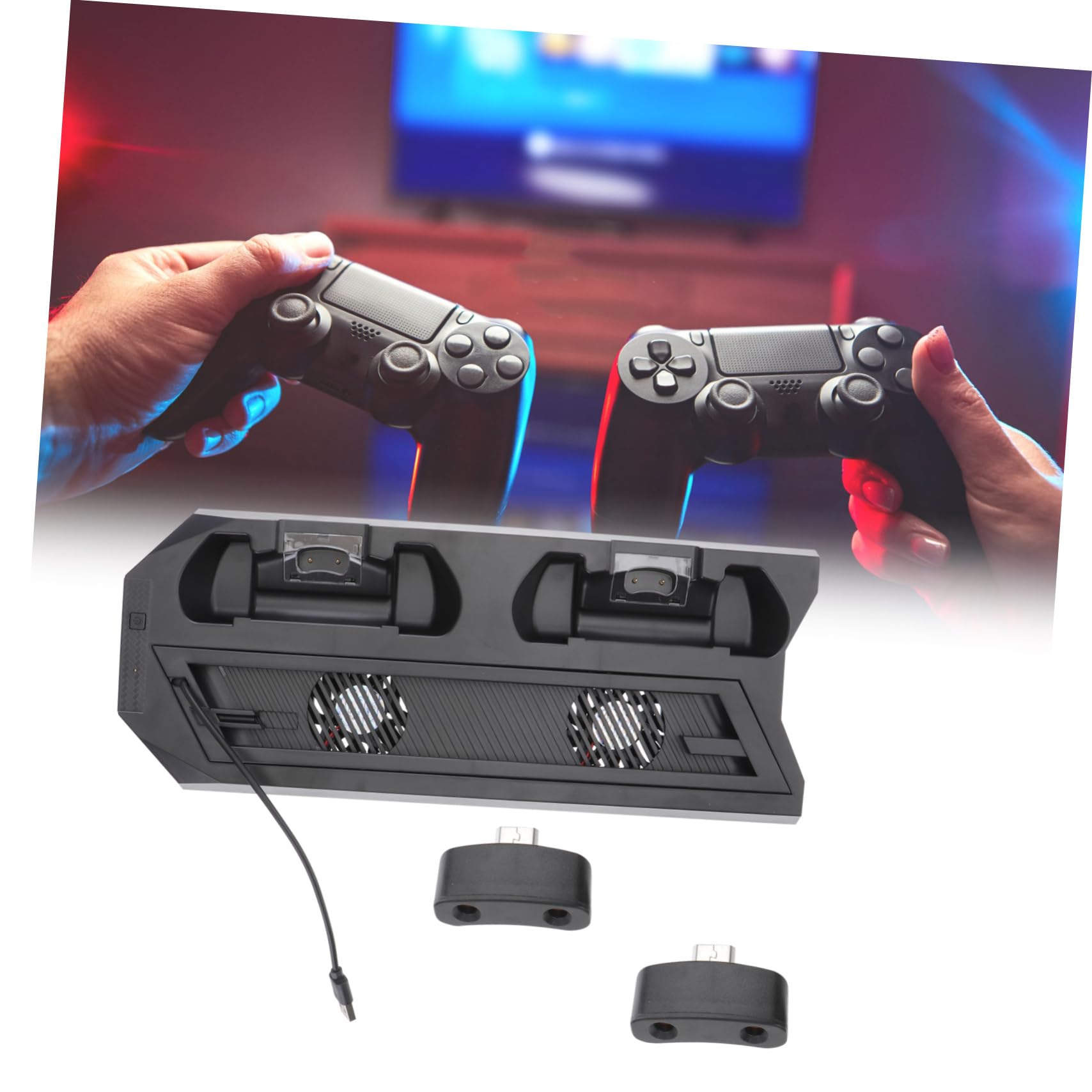 Gadpiparty Supporto Di Raffreddamento Per Console Slim/pro - Base Per Ventola Verticale Con 2 Stazioni Di Ricarica E Hub Usb