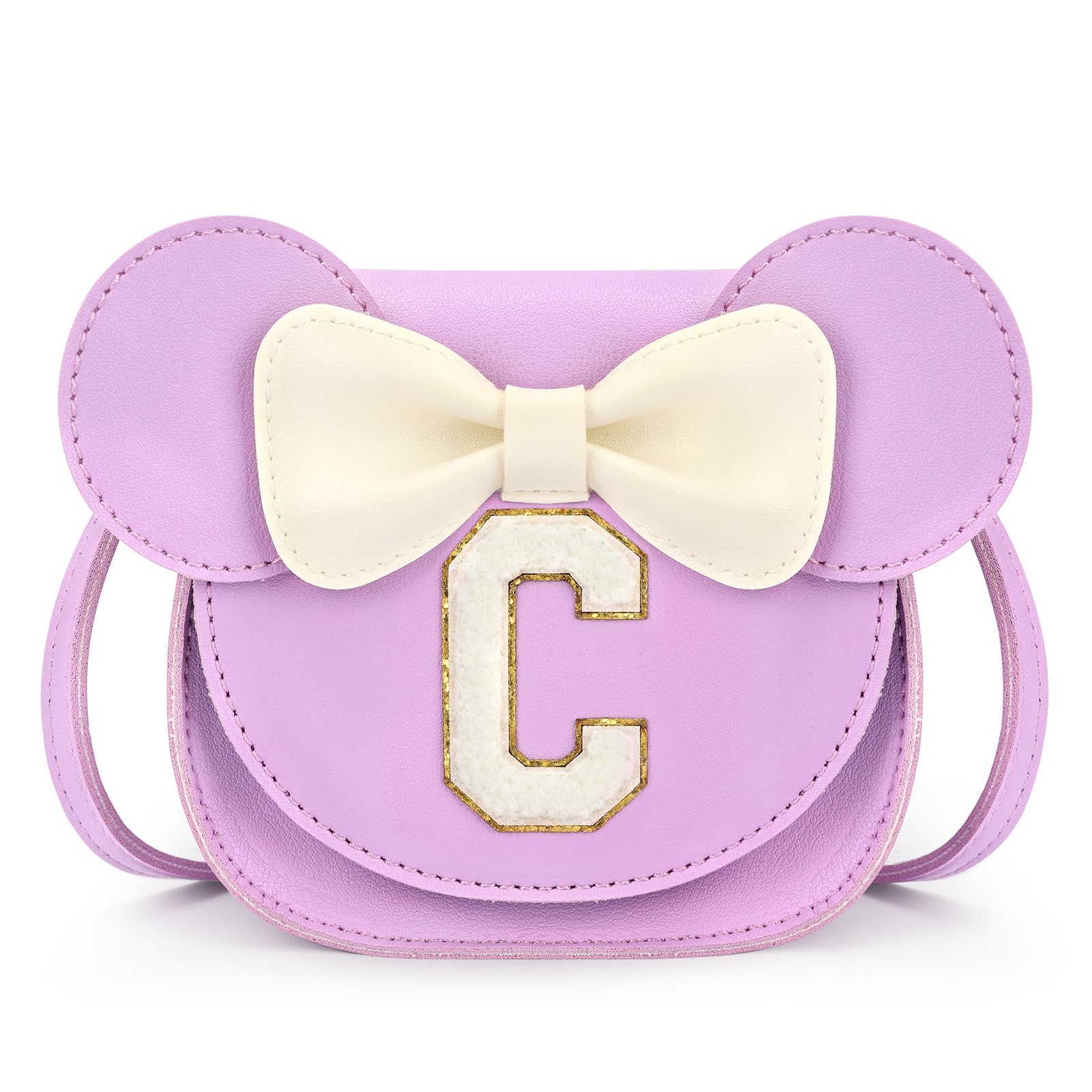 mibasies Toddler Purse 3-8 Girls, Purple Letter C Birthday Gift