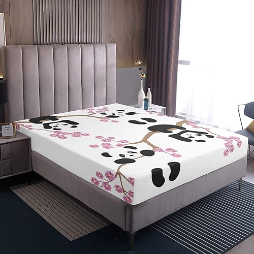 Miniatura 5 de Erosebridal Juego de edredón de 5 piezas tamaño individual, 1 edredón de flores de cerezo + 1 sábana bajera ajustable + 1 sábana encimera de