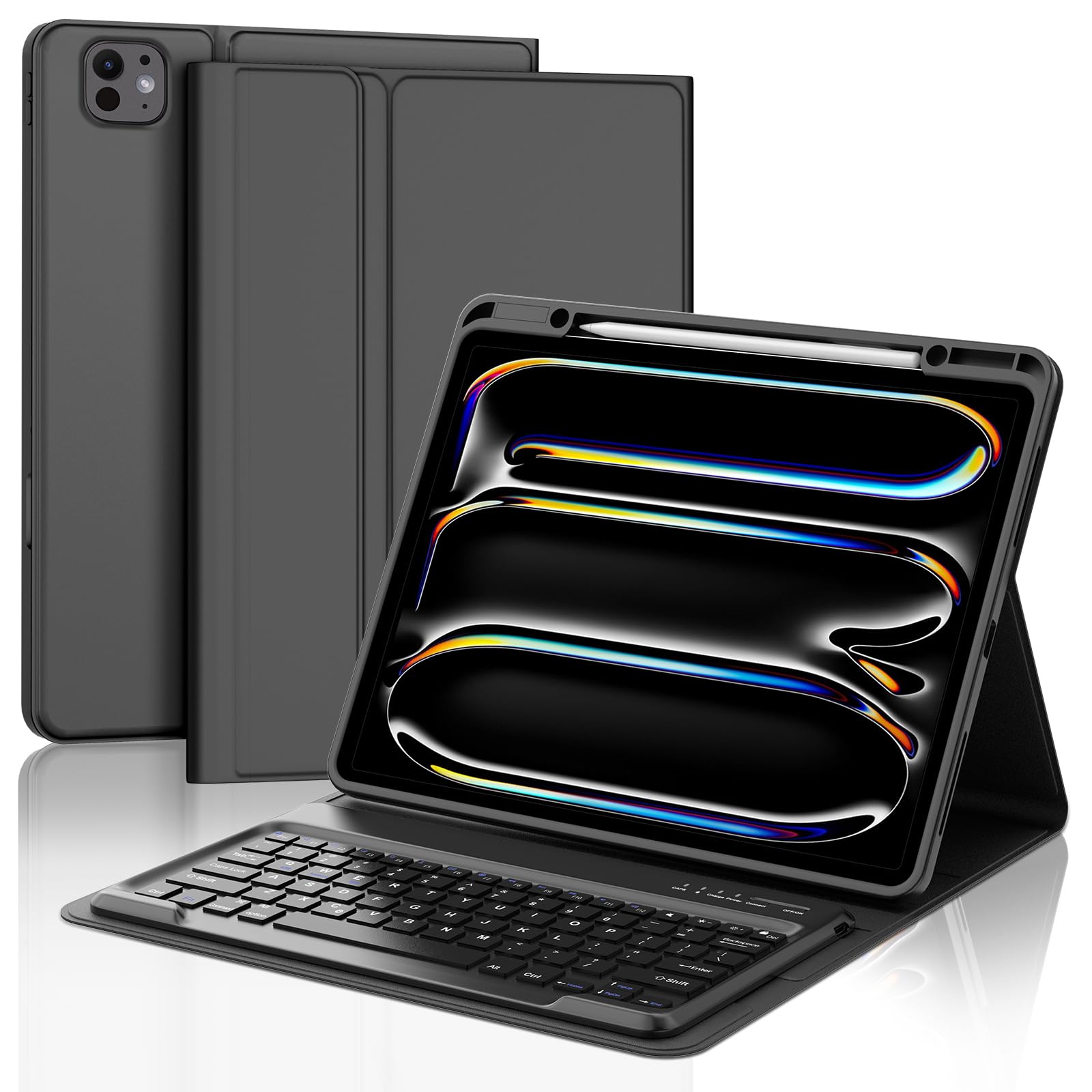 BORIYUAN Keyboard Case for New iPad Pro 13 Inch (M5 2025 / M4 2024), Detachable Wireless Bluetooth Keyboard Slim Folio Smart Cover for iPad Pro 13"