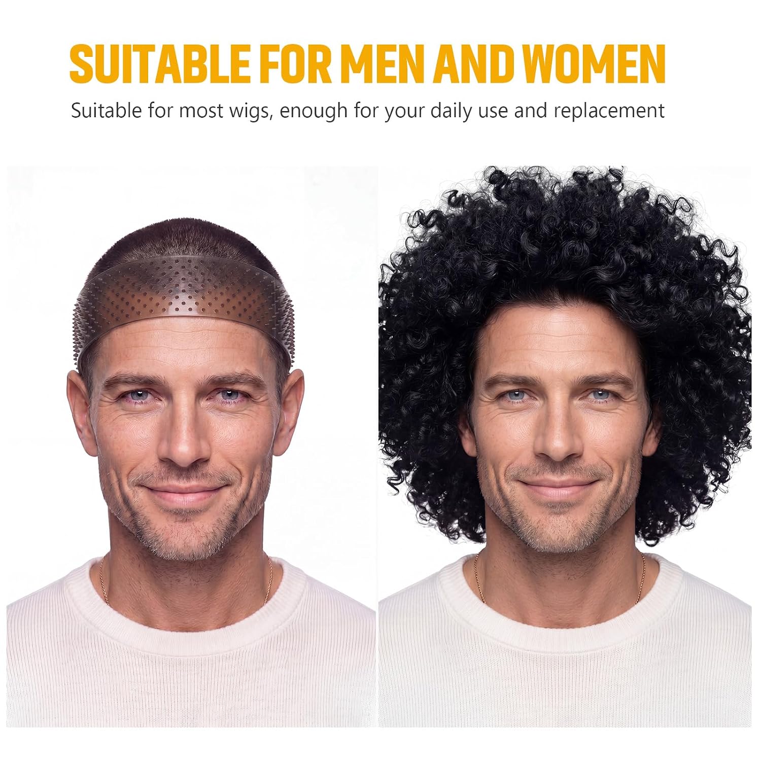 WILLBOND 2 Pcs Silicone Wig Grip Band, Light Brown,Black, L image 5