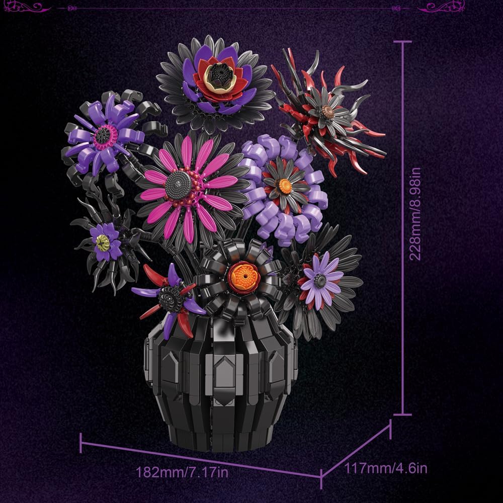 39109 Demon Sunflower Building Blocks Flower Set, 1183pieces of Floral and Plant Series Block Sets, Adult Creative Enthusiast Model Gifts and Unique Collectibles, Can be Used for Room Decoration