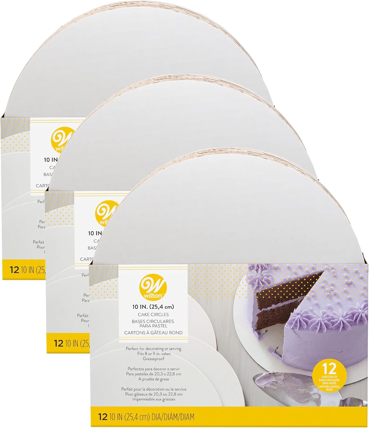 Wilton 10 Inch Round Cake Boards, Fits 8in, 9in Cakes, 12 Count