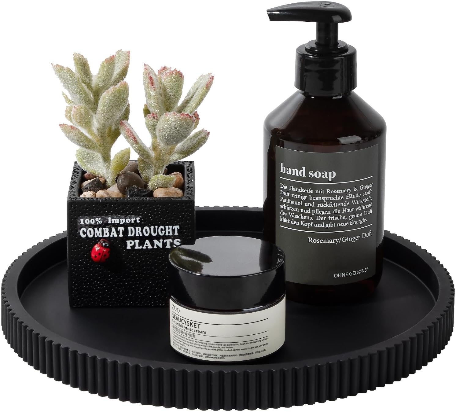 Bandeja de Baño de Silicona Redonda Organizador de Encimera Decoración