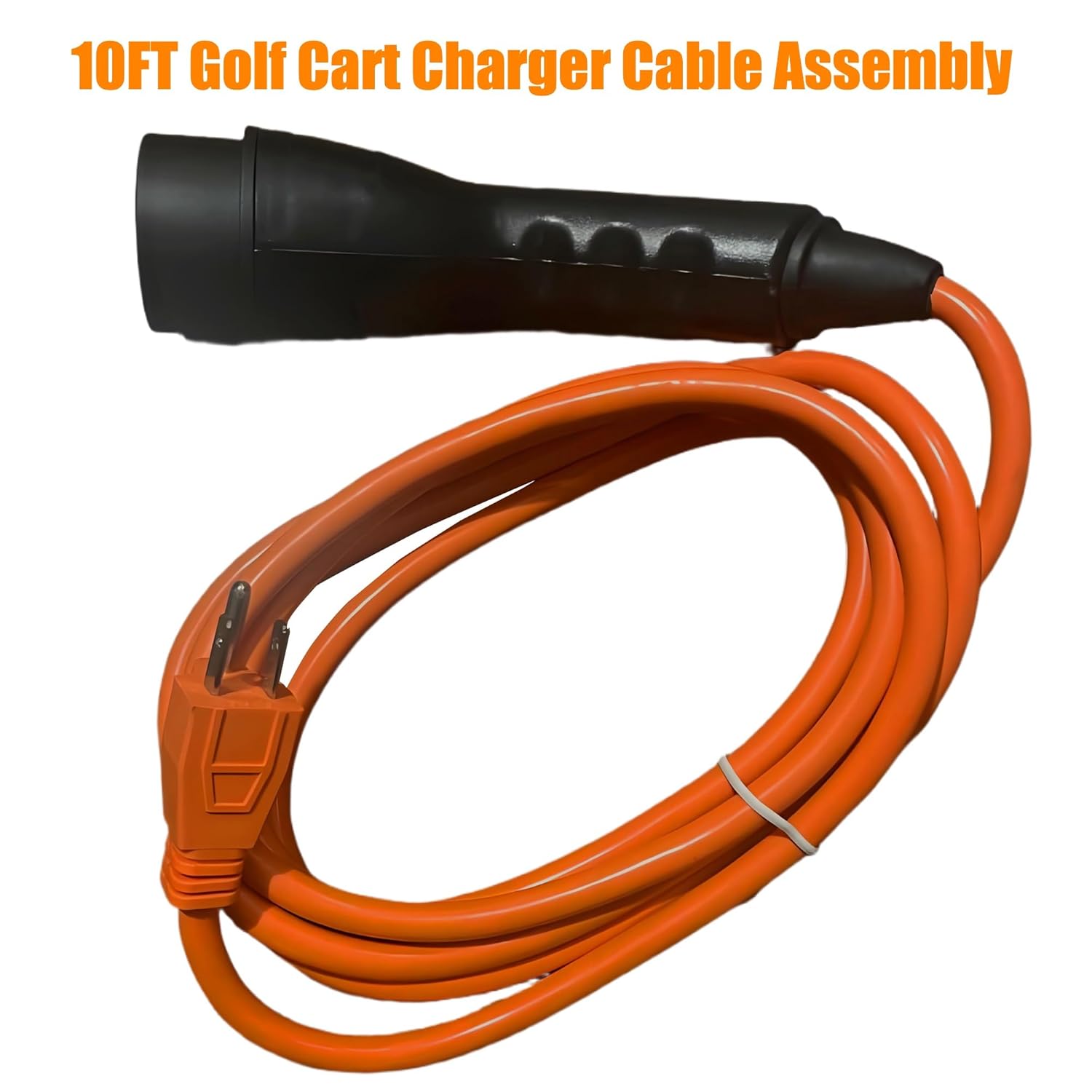 RQG 48V Golf Cart Charger Cord, 10FT 120V 3-Pin Golf Cart Charger Power Cord Cable Assembly Replacement Fits ICON EV Evolution D5 Maverick Golf Cart Accessories, Part 2.04.0620
