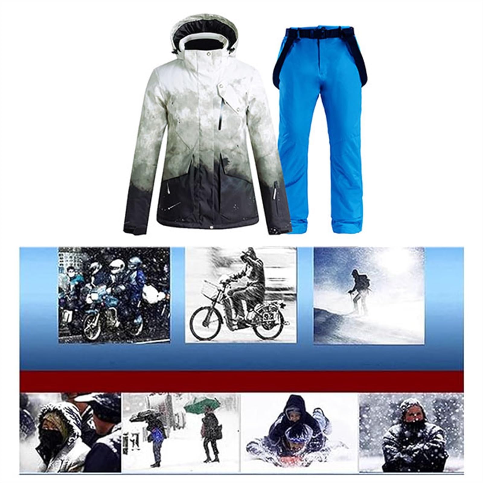 Completo Da Sci Da Uomo In Due Pezzi, Set Di Tute Da Sci Da Alpinismo Impermeabili, Sciolte E Isolate Alla Moda, Tute Da Sci Con Cappuccio Per Esterni Invernali, Per Lavoro All'aperto