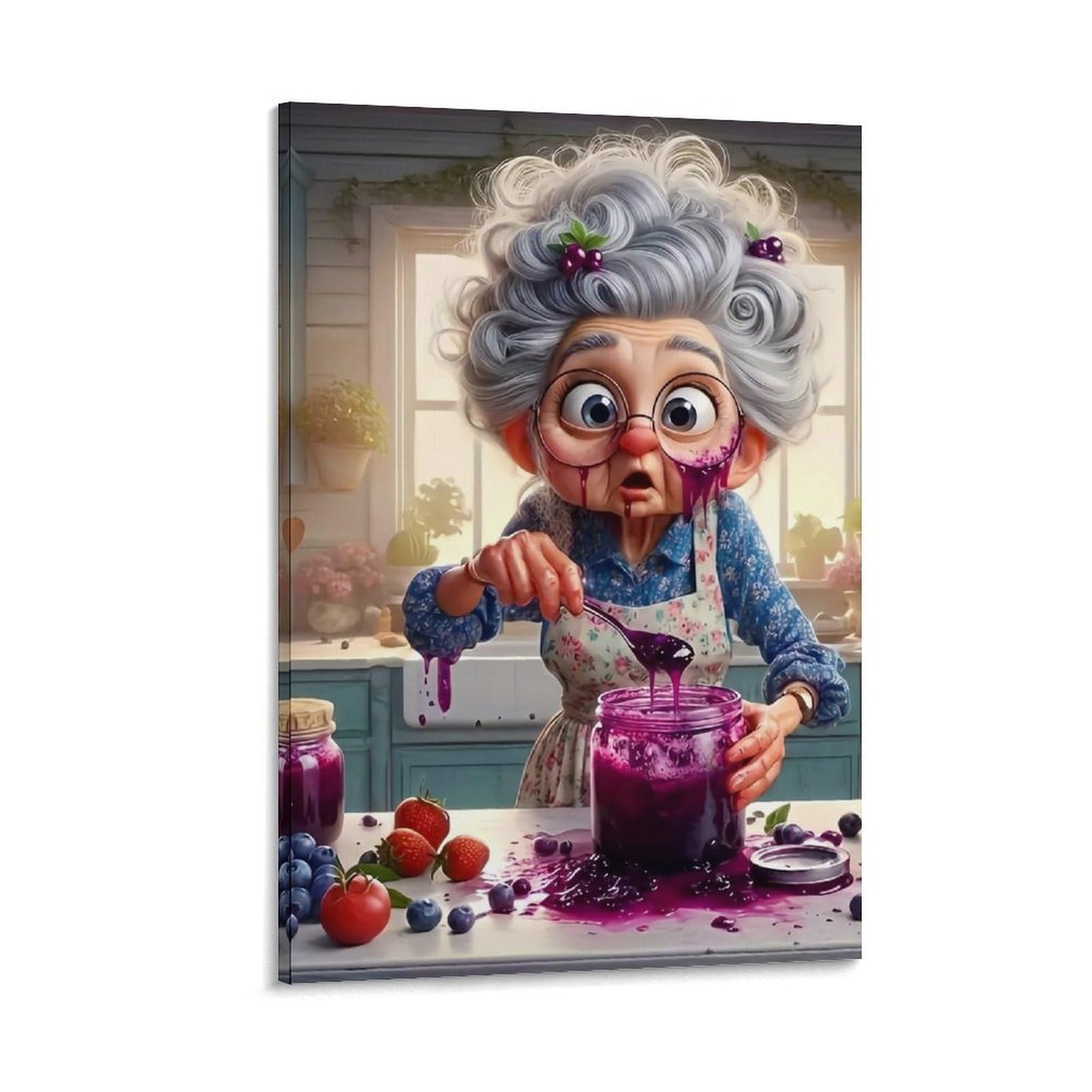 DHBANEIOK Elderly Woman Cooking Poster Artwork Giclee Canvas Prints Modern Canvas Wall Art Picture Wall Hanging for Home Decorations 24x36inch(60x90cm)