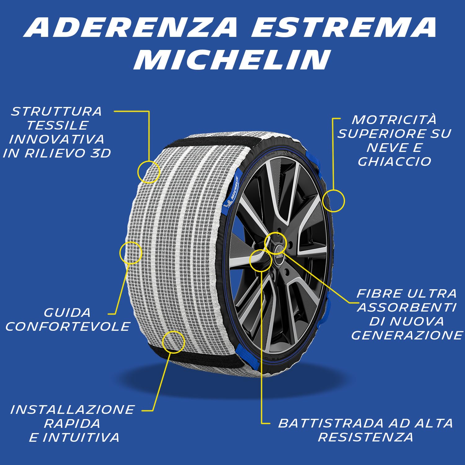 Michelin SOS Grip Xtrem 3D Calze Neve X8 Tessili Sport Tecnologia 3D EU
