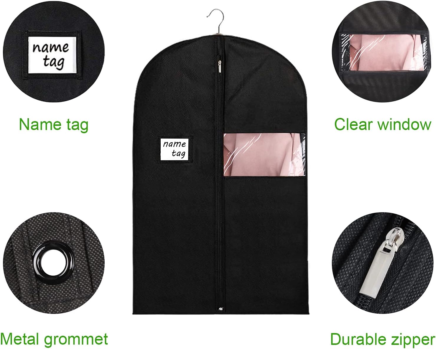 KEEGH Suit Bags Garment Cover Bag 40 Inch (Set of 10) for Travel and Storage Protect Dress Shirts Coats from Dust with Zipper and Transparent Window : Home & Kitchen