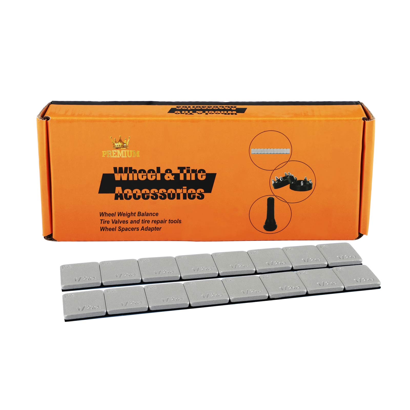 EOTH 1/2 Oz Black Adhesive Wheel Weights - 144 Piece Pack For Tire Balancing