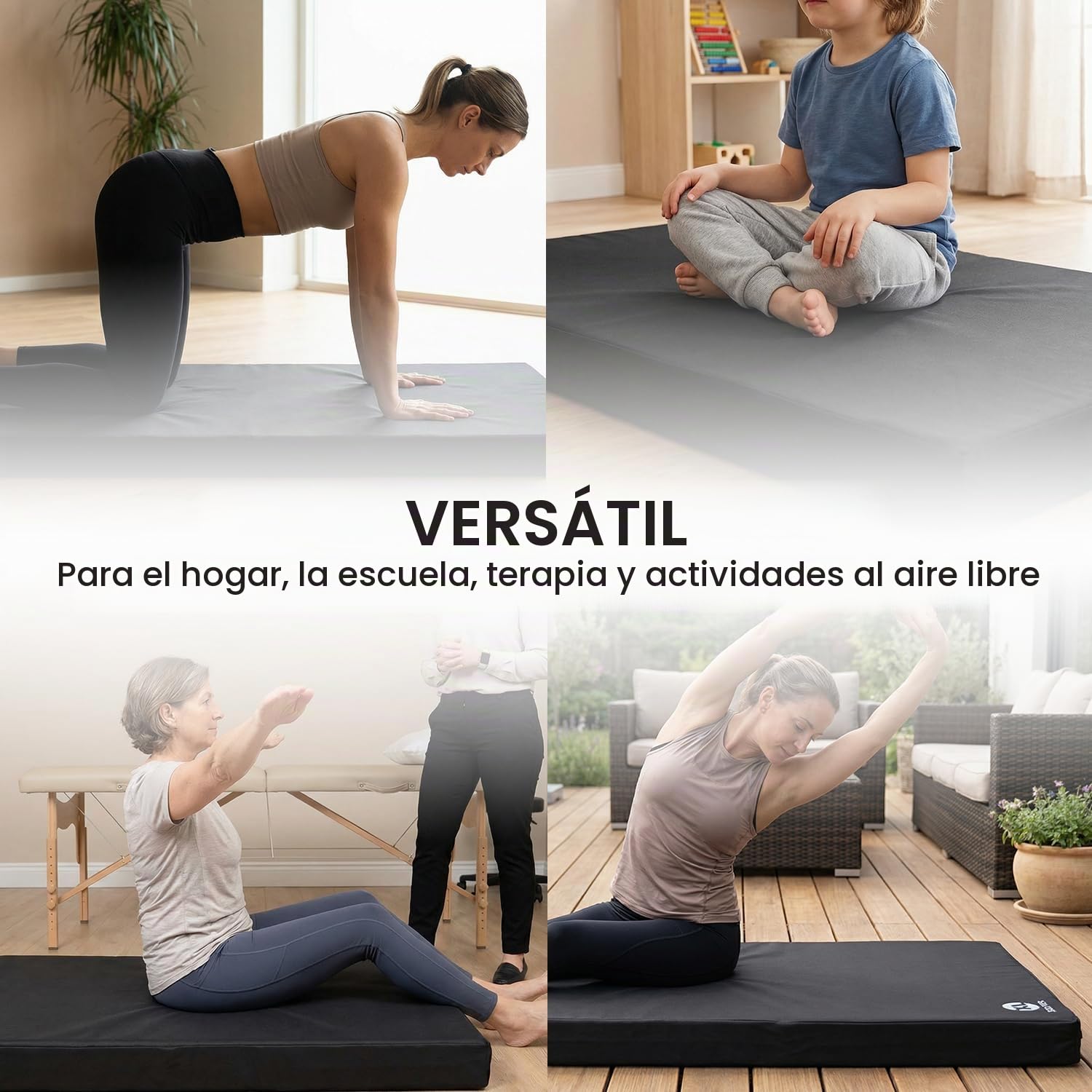 Jeflex - Colchoneta Gimnasia 150 x 100 x 8 cm fabricada en Alemania / Esterilla de gimnasia / Colchoneta multifuncional y esterilla de yoga / Esterilla de juego para habitación de los niños