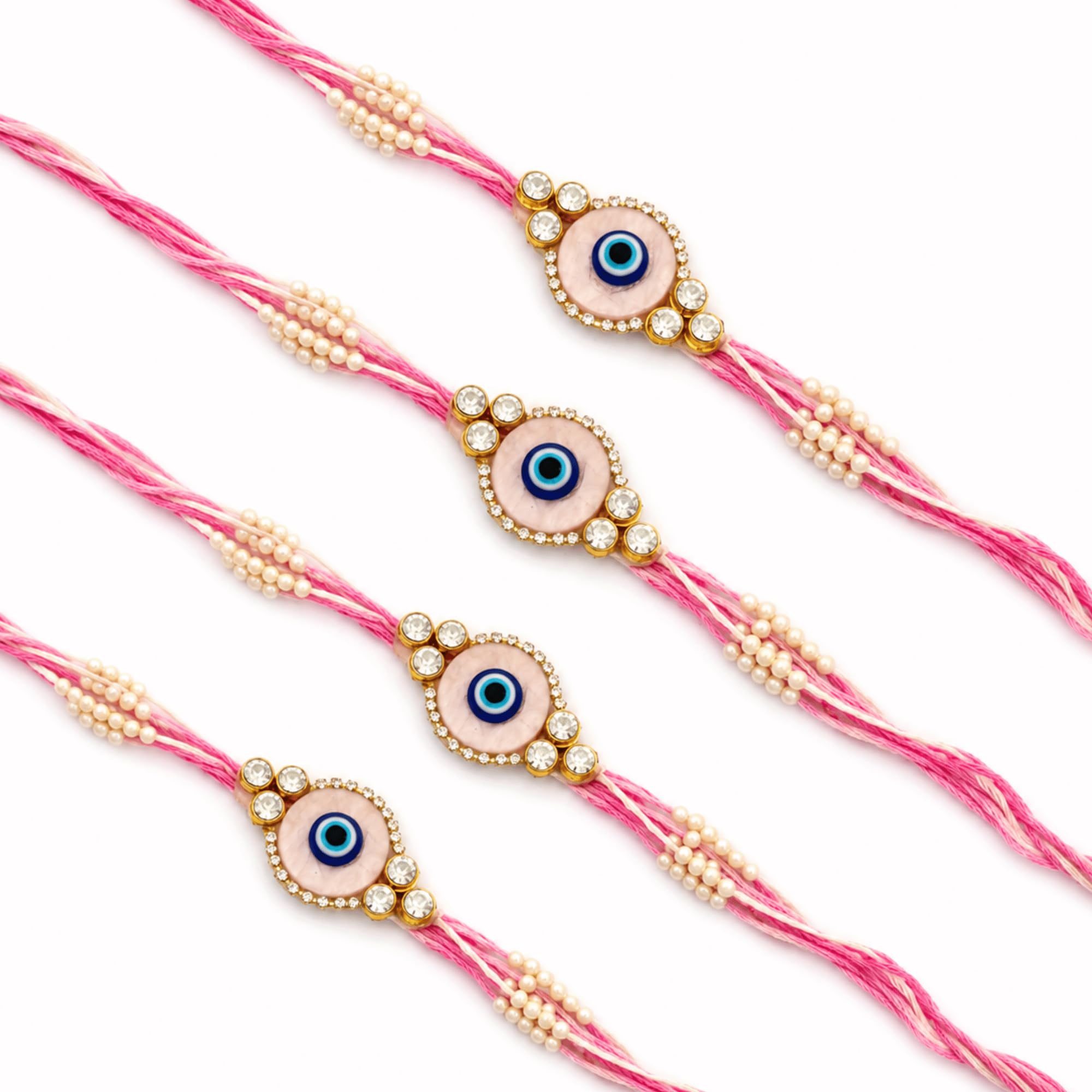Shubh Drishti Rakhi for Bhaiya and Bhabhi | Protective Evil Eye Rakhi Thread for Raksha Bandhan | Pink Premium Design Rakhis for Brother, Designer Nazar Rakhis (Set of 4)-image-16