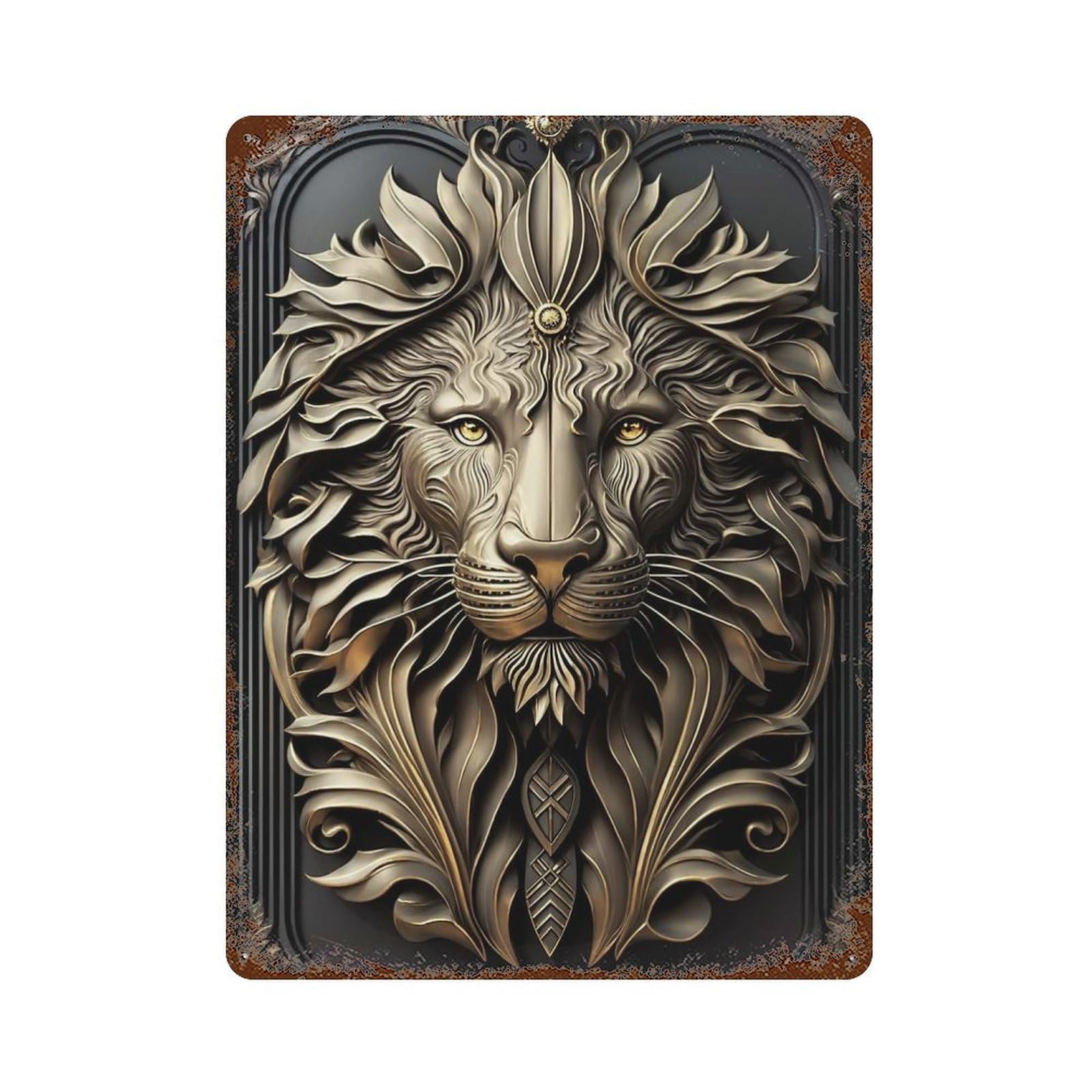 Legendary Golden Lion Decorative Tin Sign 15.7"x11.8", Vintage Wall Decor for Basement, Hobby Room And Garage Decor