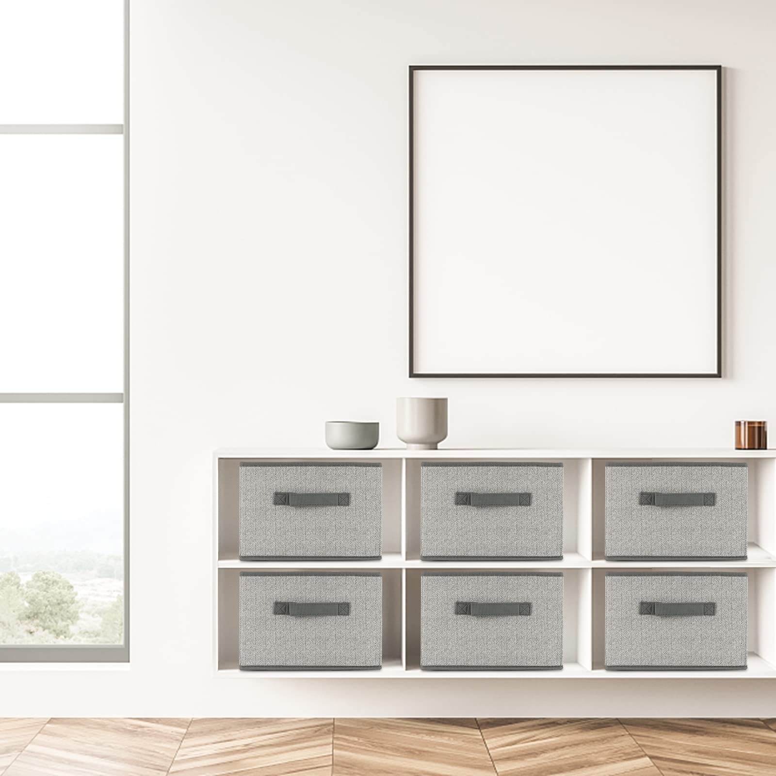 Confezione Da 3 Scatole Pieghevoli Con Coperchi, Organizer Per Cestini Nel Tessuto Guardaroba Mensola Grigio 88060444
