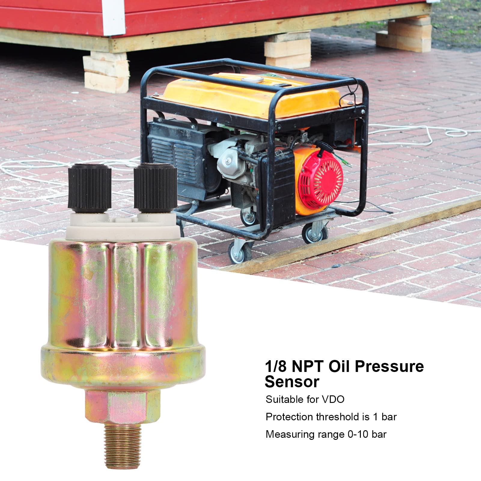 Sensore Pressione Olio, Sensore Pressione Olio 1/8 NPT Sensore Pressione Olio Generatore Stabile in Lega Di Alluminio Per Accessori Per Gruppi Elettrogeni Diesel VDO Da 0 A 10 Bar(B)
