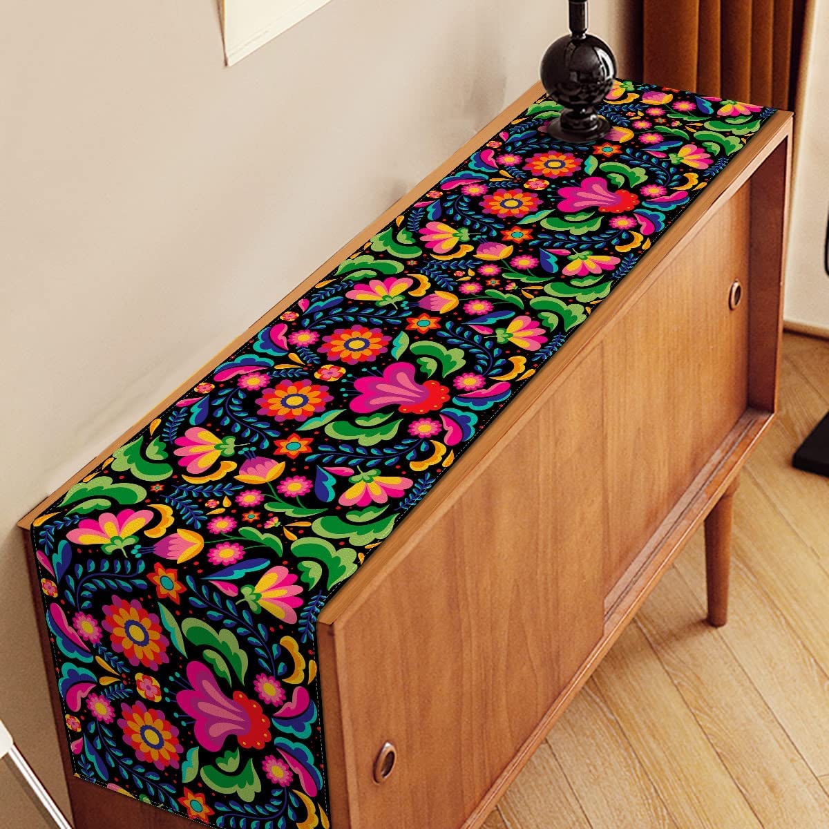 Nepnuser Mexican Table Runner - 108 Inch Long Linen Runner For Cinco De Mayo & Dia De Los Muertos Decor