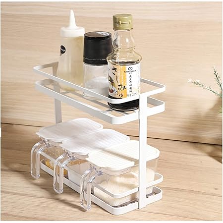 Amazon Lither スパイスラック キッチンスタンド 2段 キッチン収納 調味料入れ 卓上収納棚 バスラック 省スペース 多機能収納 さびにくい 調味料 スパイスラック オンライン通販