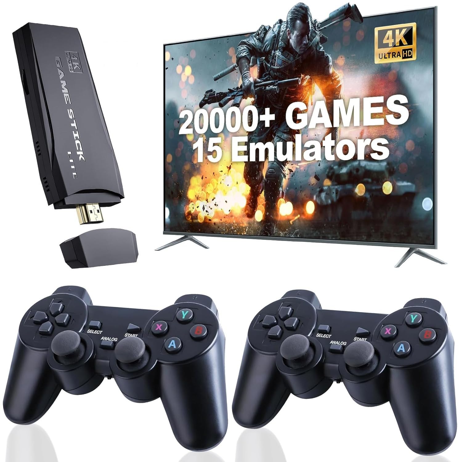 2026 Retro Konsole, Game Stick Spielekonsole mit 20,000+ Klassikern, 2 Controller Plug & Play, Geschenk für Familie
