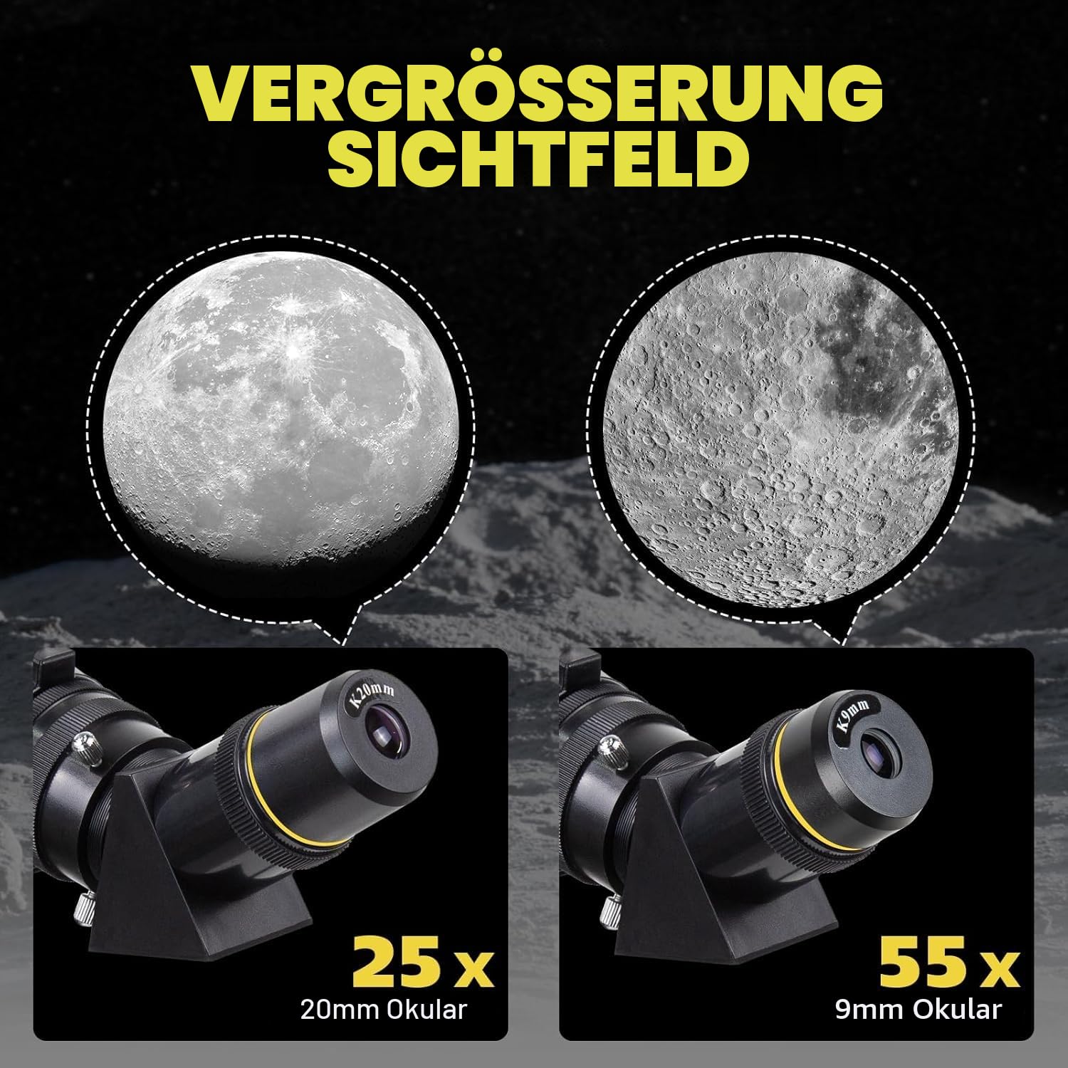 Teleskop 80mm Öffnung 500mm Refraktor Teleskop für Erwachsene, Teleskop für Kinder Anfänger w. Pro Stativ Telefon Adapter, tragbarer Teleskop Rucksack