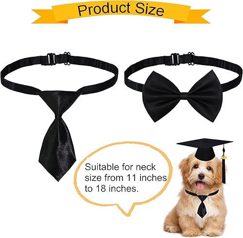 Miniatura 4 de GOYOSWA Traje de graduación para perro, gorra de graduación para perro con borlas negras 2023, corbata ajustable de graduación para perro y collar