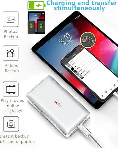 Miniatura 5 de iDiskk App-le - Disco duro externo de 1 TB con certificación MFi para iPhone, iPad, teléfonos Android, MacBook, computadora para respaldar