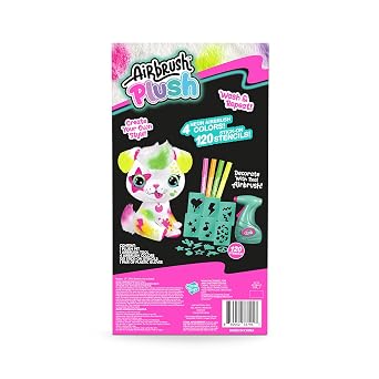 Canal Toys Personalize Airbrush Plush Large Neon Puppy! Decorate, wash, Repeat! Customize Your own Spray Art Plush with Markers, Battery Powered Airbrush and 100+ Stencils. Ages 6+