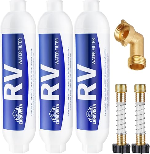 Miniatura 8 de Filtro de agua para RV - Filtro de agua en línea con protector de manguera flexible - Certificado NSF y ANSI 42 - Esenciales de camping para reducir