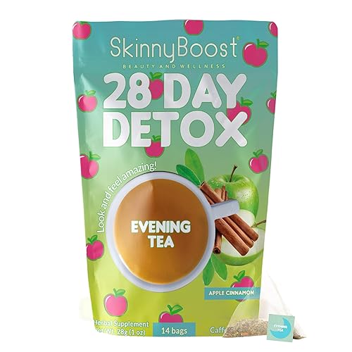 Skinny Boost Té de Desintoxicación Nocturno - MANZANA CANELA - 14 Bolsitas Total, Apoya la Desintoxicación y Limpieza, Reduce la Hinchazón, 100%